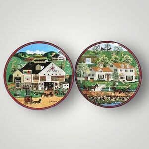 Vintage CHARLES WYSOCKI plates Set of 2 Pepper Cricket Grove Preowned Beautiful
